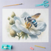 Blue Banded Bee op Apple Blossom Decoupage Tissuepapier (Craft)