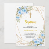 Blue Baptism Boy Uitnodiging (Voorkant / Achterkant)