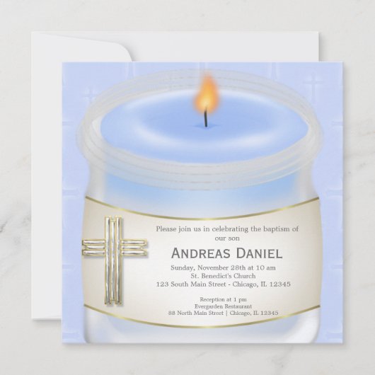 Blue Baptism Candle Kaart (Voorkant)