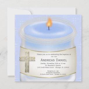 Blue Baptism Candle Kaart