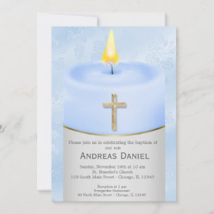 Blue Baptism Candle Kaart