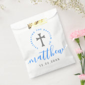 Blue Baptism Christening Naming Cross Bedankzakje (Gezegeld)
