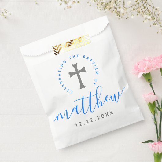 Blue Baptism Christening Naming Cross Bedankzakje (Gezegeld)