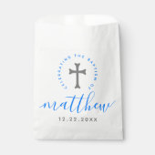Blue Baptism Christening Naming Cross Bedankzakje (Voorkant)