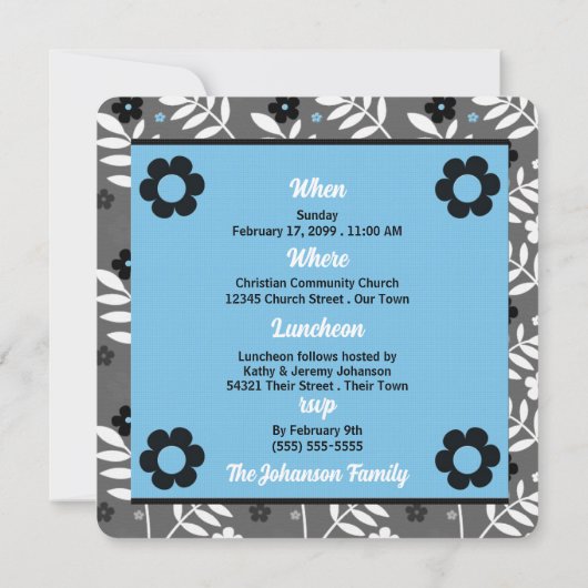 Blue Baptism for Baby Boy Monogram en Foto Kaart (Achterkant)