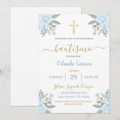 Blue Baptism Spaanse uitnodiging (Voorkant / Achterkant)