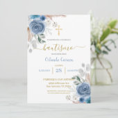 Blue Baptism Spaanse uitnodiging (Staand voorkant)