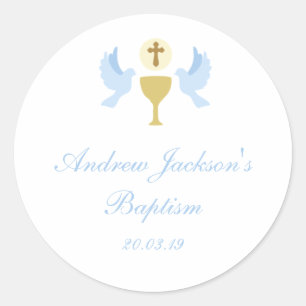 Blue Baptism Sticker Labels