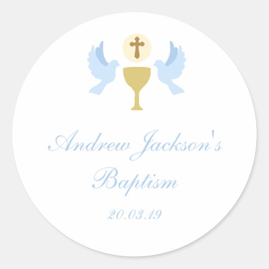 Blue Baptism Sticker Labels (Voorkant)