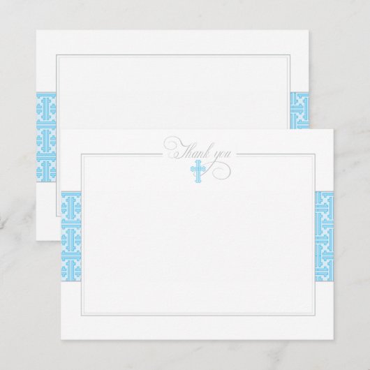 Blue Baptismal Flat Dank je wel Notitiekaartje (Voorkant / Achterkant)