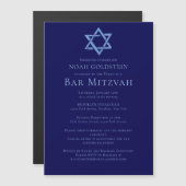 Blue Bar Mitswa Artistieke ster van David Party Magnetische Uitnodiging (Voorkant / Achterkant)