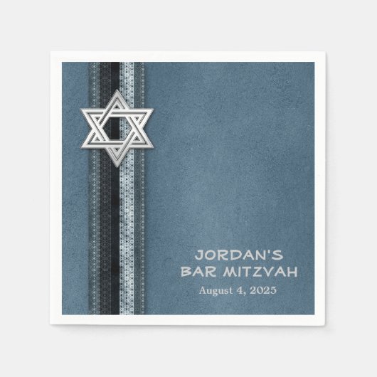 Blue Bar Mitswa Stripes Servetten (Voorkant)