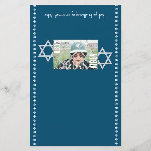 Blue Bar Mitzvah Budget Snoep Bar Wrapper w/Stars Flyer (Voorkant)