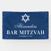 Blue Bar Mitzvah Celebration Spandoek (Horizontaal)