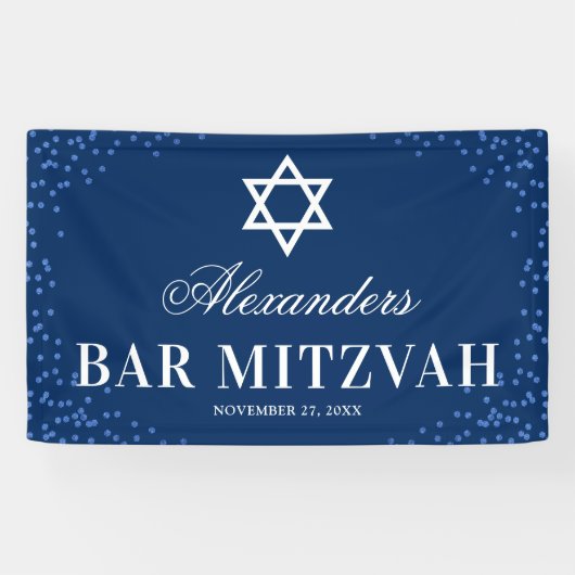 Blue Bar Mitzvah Celebration Spandoek (Horizontaal)