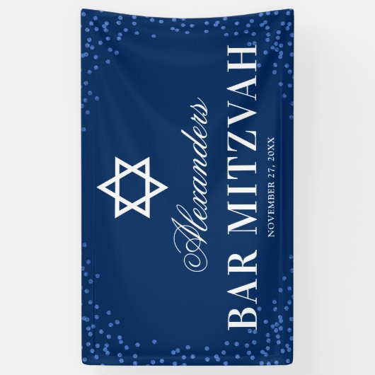 Blue Bar Mitzvah Celebration Spandoek (Verticaal)