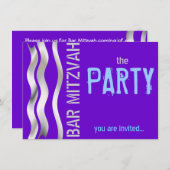 Blue Bar Mitzvah Kaart (Voorkant / Achterkant)