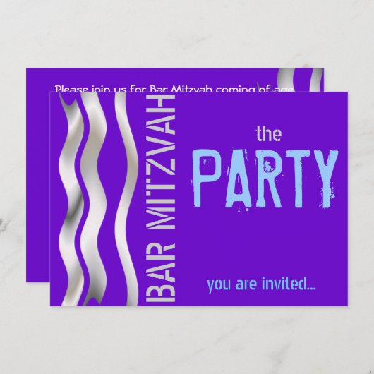 Blue Bar Mitzvah Kaart (Voorkant / Achterkant)