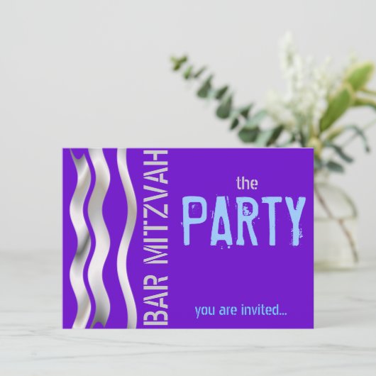 Blue Bar Mitzvah Kaart (Staand voorkant)