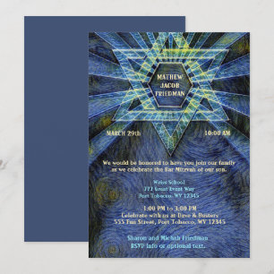Blue Bar Mitzvah Kaart