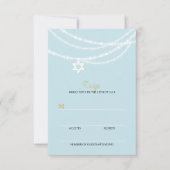 Blue Bar Mitzvah Sparkles Star van David RSVP Card (Voorkant)