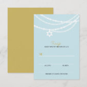 Blue Bar Mitzvah Sparkles Star van David RSVP Card Kaartje (Voorkant / Achterkant)