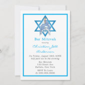 Blue Bar Mitzvah Star van David Invitation Kaart (Voorkant)