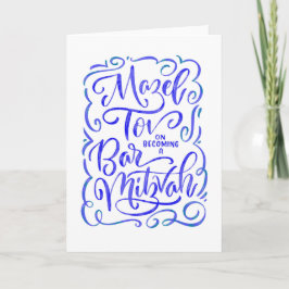 Blue Bar Mitzvah Wenskaart met handschrift Kaart