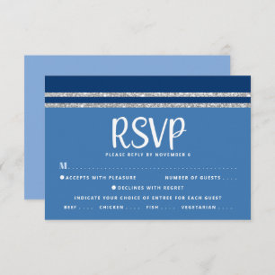 Blue Bar Mitzvah Zilver Tallit Script Bold Modern RSVP Kaartje