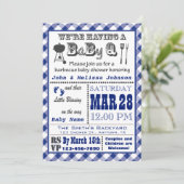 Blue Barbecue BaByQ Baby shower Kaart (Staand voorkant)