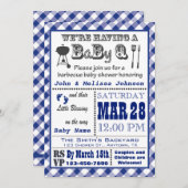 Blue Barbecue BaByQ Baby shower Kaart (Voorkant / Achterkant)