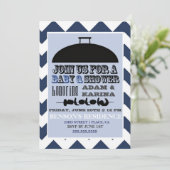 Blue Barbecue BabyQ Baby shower Uitnodiging (Staand voorkant)