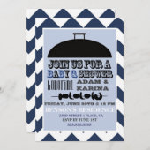 Blue Barbecue BabyQ Baby shower Uitnodiging (Voorkant / Achterkant)