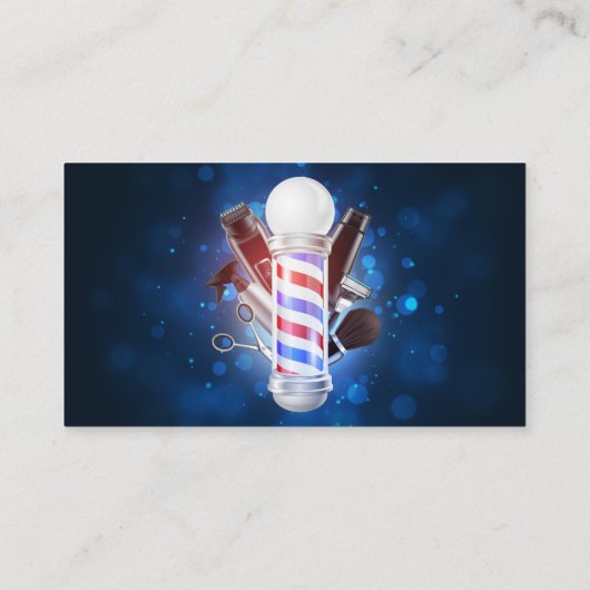 Blue Barber Shop Pole Verbind met ons QR Code Visitekaartje (Achterkant)