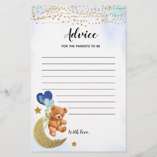 Blue Barly Baby shower Advice voor ouders Games (Voorkant)