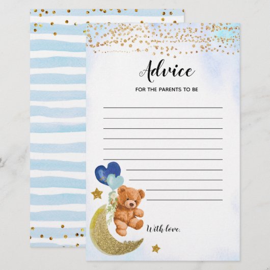 Blue Barly Baby shower Advice voor ouders Games (Voorkant / Achterkant)