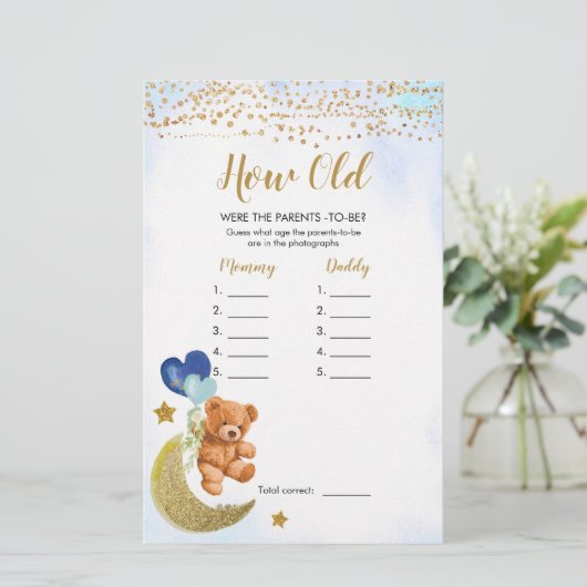 Blue Barly Baby shower Hoe oud waren de ouders? (Staand voorkant)