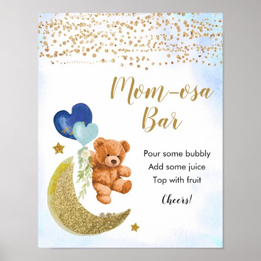 Blue Barly Baby shower Momosa Bar Poster (Voorkant)