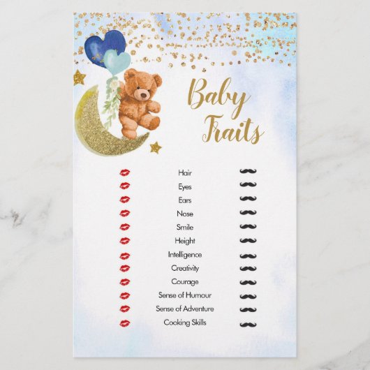 Blue Barly Baby Traits Games Shower (Voorkant)