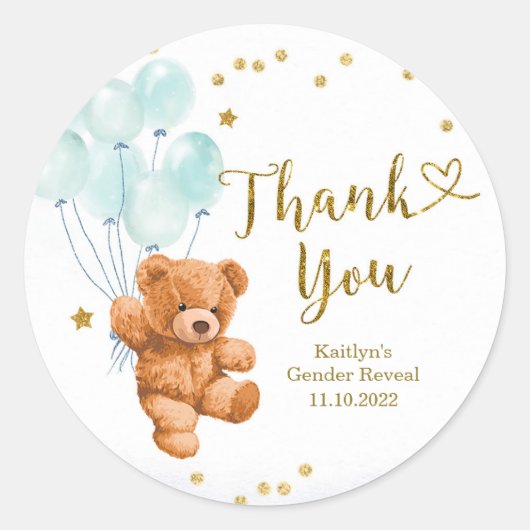 Blue Barly wait Baby shower Dank je sticker (Voorkant)