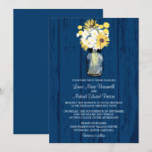Blue Barn Mason Jar Daisies Zonnebloemen Bruiloft Kaart (Voorkant / Achterkant)
