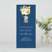 Blue Barn Mason Jar Zonnebloem Trouwprogramma Programmakaart (Staand voorkant)
