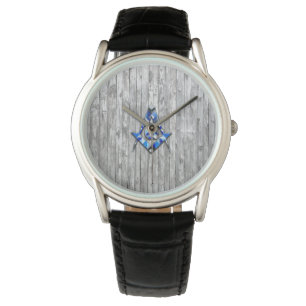 Blue Barn Quilt Square Compass Horloge