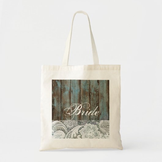  Blue Barn Wood Lace Country Bride Tote Bag (Voorkant)