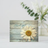 Blue Barnwood Country Daisy Bruiloft Dank u Briefkaart (Staand voorkant)