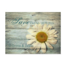 Blue Barnwood Country Daisy Bruiloft Save the Date