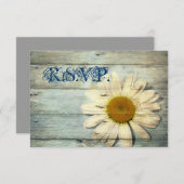blue barnwood country maisy bruiloft RSVP reactie (Voorkant / Achterkant)