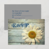 blue barnwood country maisy bruiloft RSVP reactie Kaartje (Voorkant / Achterkant)