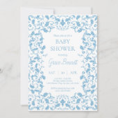 Blue Baroque Baby shower Invitation Kaart (Voorkant)