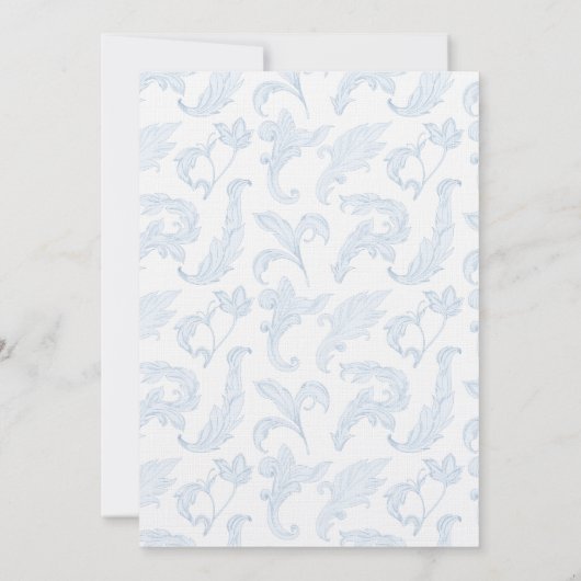 Blue Baroque Frame Bow Baby Boy Shower Bedankkaart (Achterkant)